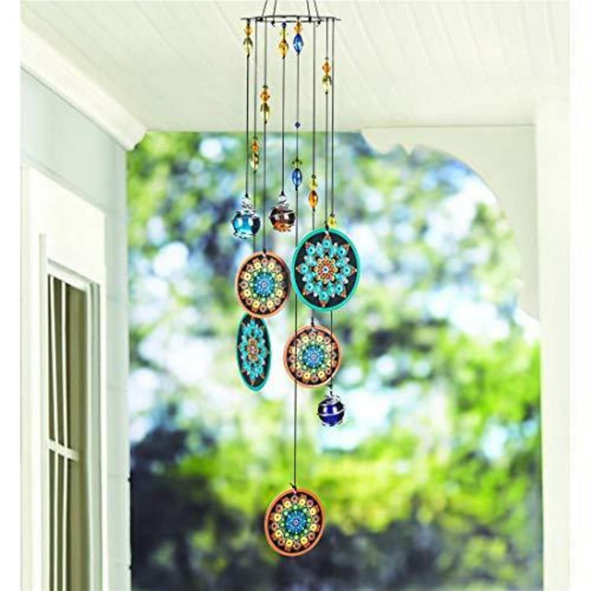 WINDSPIEL Mandala mit Chakra-Kristallperlen 61 cm - Multicolor, Metall (59.7/9.4/9.4cm)