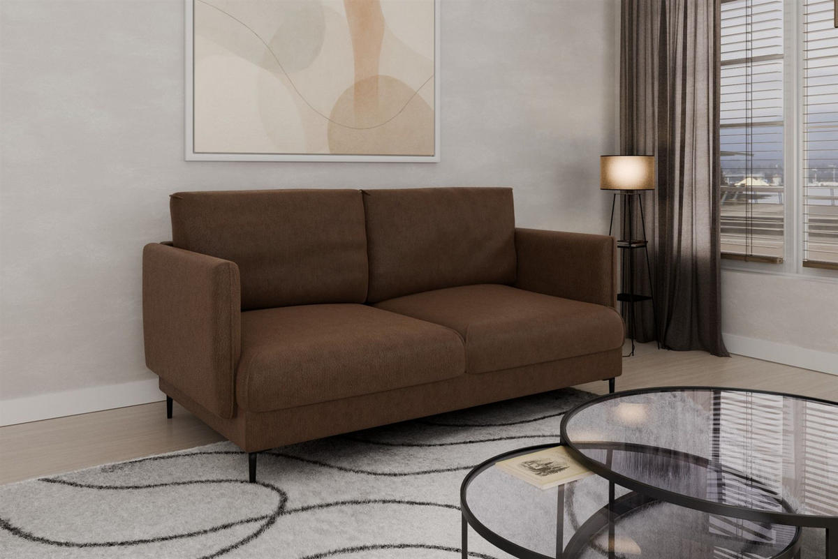 SOFA Helmer 2-sitzer In Stoff Vibe - Braun, Holzwerkstoff/Textil (196/95/95cm) - Fun Möbel