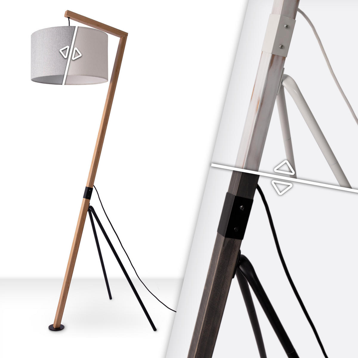 STEHLEUCHTE Gallow Fl Canvas - Weiß, Holz (50/49/160cm) - Paco Home