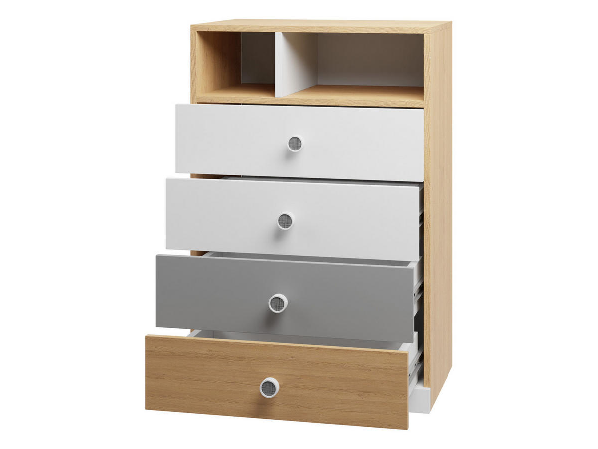 KOMMODE Pixel PX10 - Eichefarben/Weiß, Holzwerkstoff (60/100/40cm)