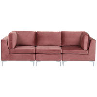 3-SITZER-MODULSOFA Samtstoff rosa mit Metallbeinen Evja - Pink, Textil (235/84/85cm) - Beliani