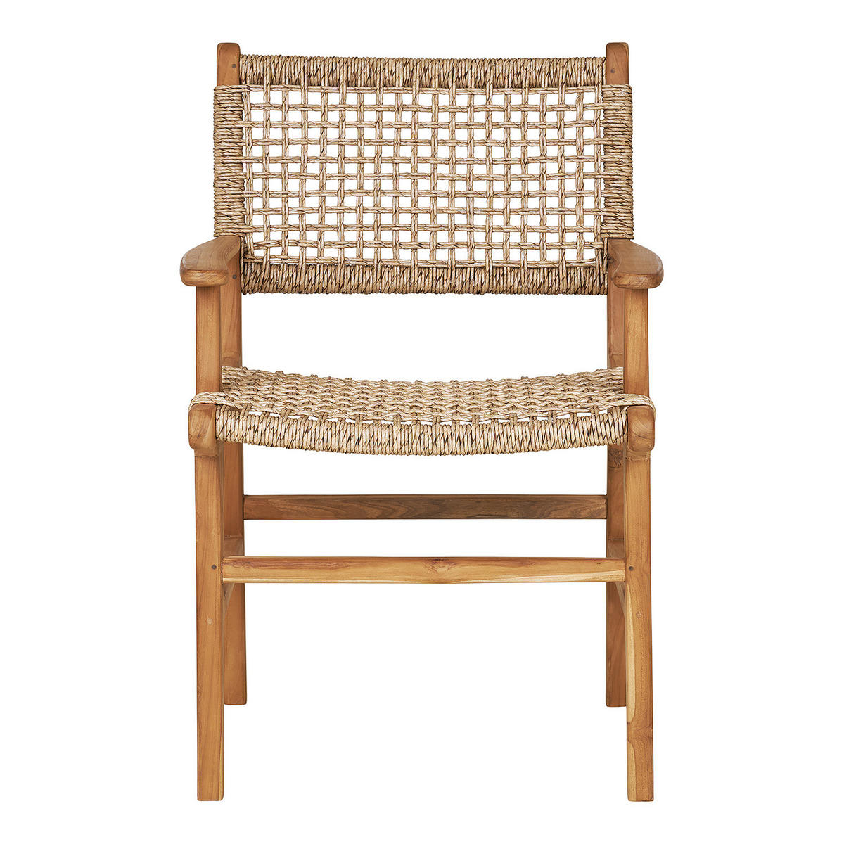 GARTENSTUHL MIT ARMLEHNEN - Braun - Rattan - Massivholz - 57 x 90 x 56 cm - Braun, Naturmaterialien/Holz (57/90/56cm) - home24