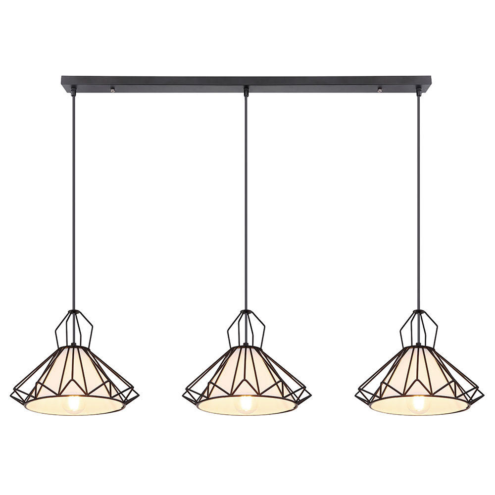 HÄNGELEUCHTE Metall Textil Schwarz 3 Flammig - Schwarz, Metall (120/30/120cm) - Globo Lighting