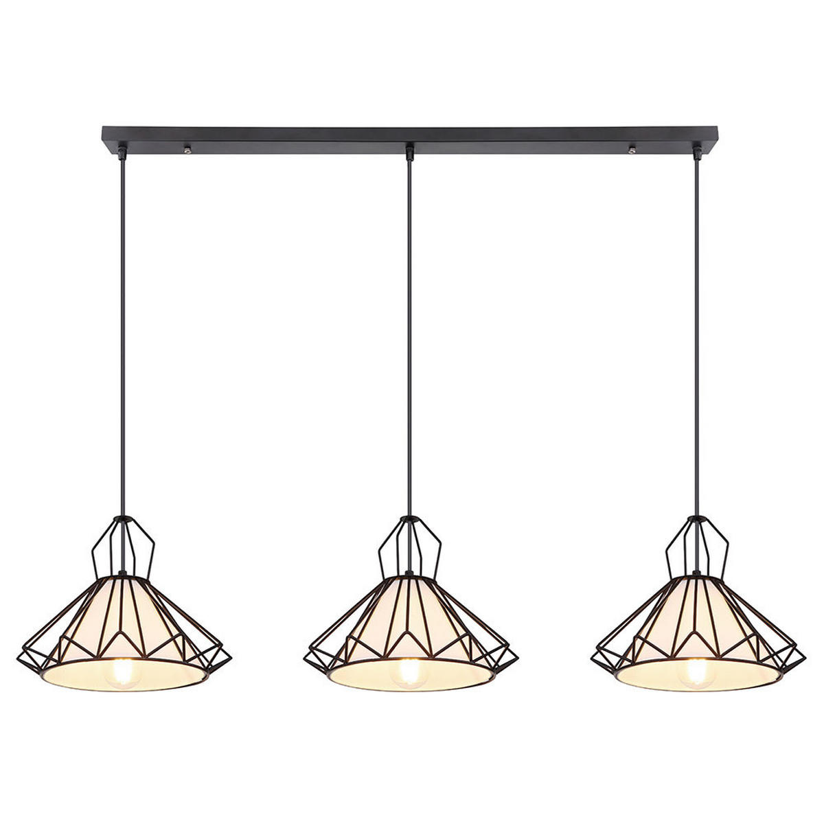 HÄNGELEUCHTE Metall Textil Schwarz 3-flammig - Schwarz, Metall (120/30/120cm)