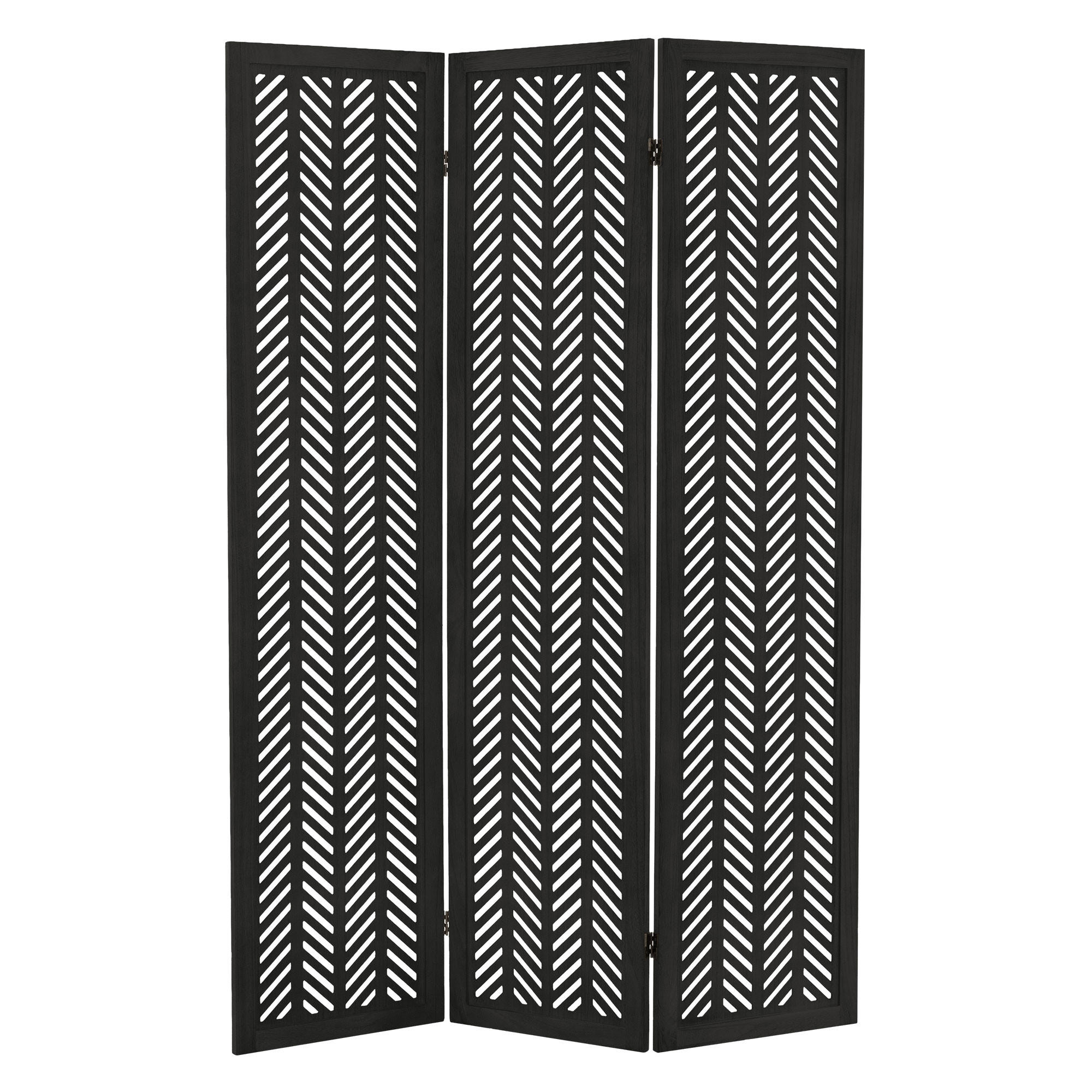 ML-DESIGN PARAVÁN, 3dílný, Kobe, 170 × 121 cm, černý, ze dřeva