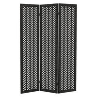 PARAVÁN, 3dílný, Kobe, 170 × 121 cm, černý, ze dřeva - černá, dřevo (121/170/2cm) - ML-DESIGN