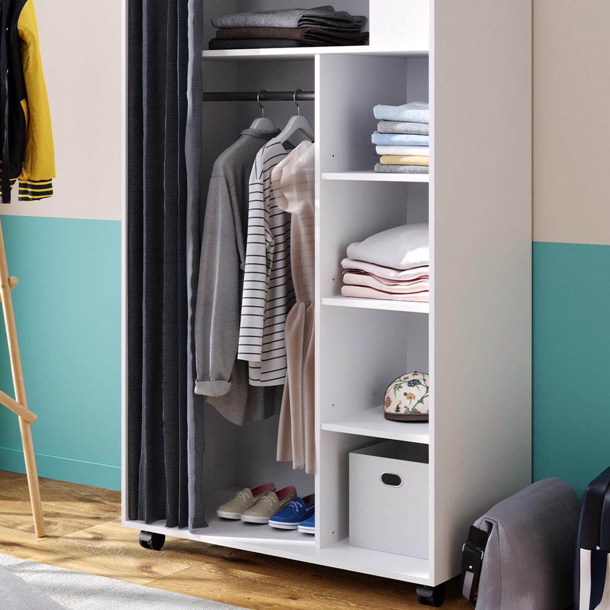 KLEIDERSCHRANK Doros Weiß 100 x 168 cm - Weiß, Holzwerkstoff (100/168/50cm) - Vicco