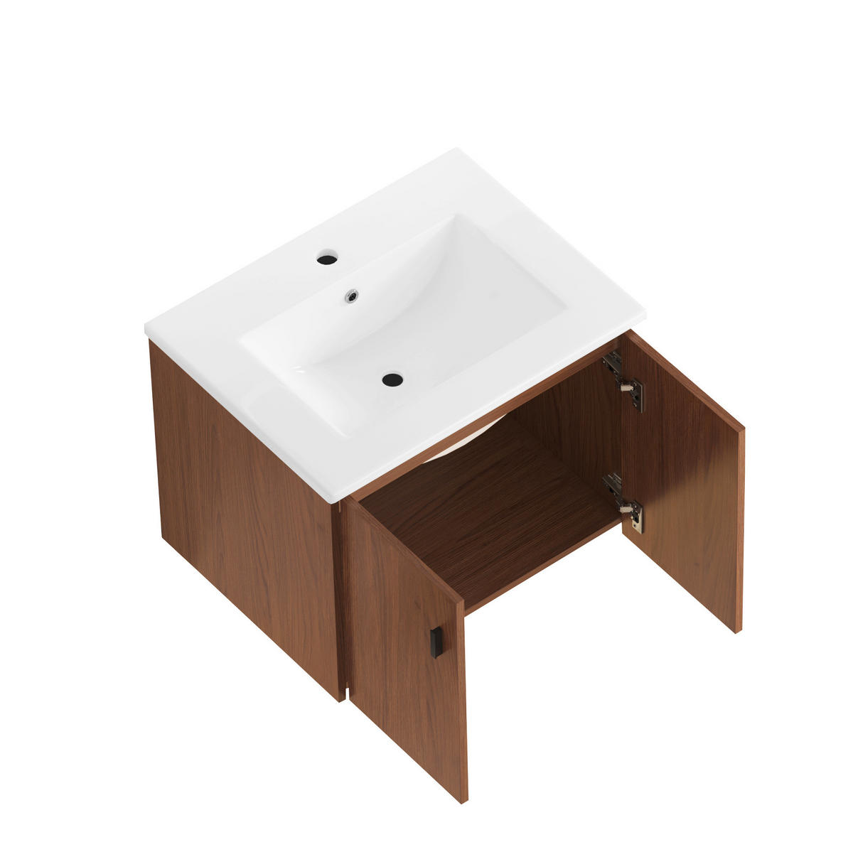 BADEZIMMERSCHRANK 60 cm Rotbraun mit 2 Türen - Braun, Holzwerkstoff (46.8/46.48/60.8cm) - Beauniv