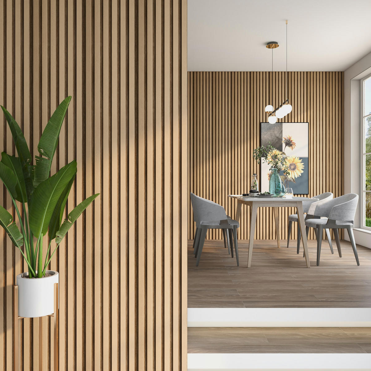 WANDPANEEL-SET 5 TLG. Borger - Eichefarben, Kunststoff (30/195/1.2cm) - NEU.HOLZ