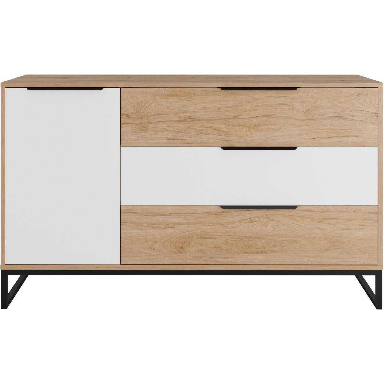 KOMMODE LANDRE 02 - Schwarz/Braun, Holzwerkstoff (135/80/60cm)