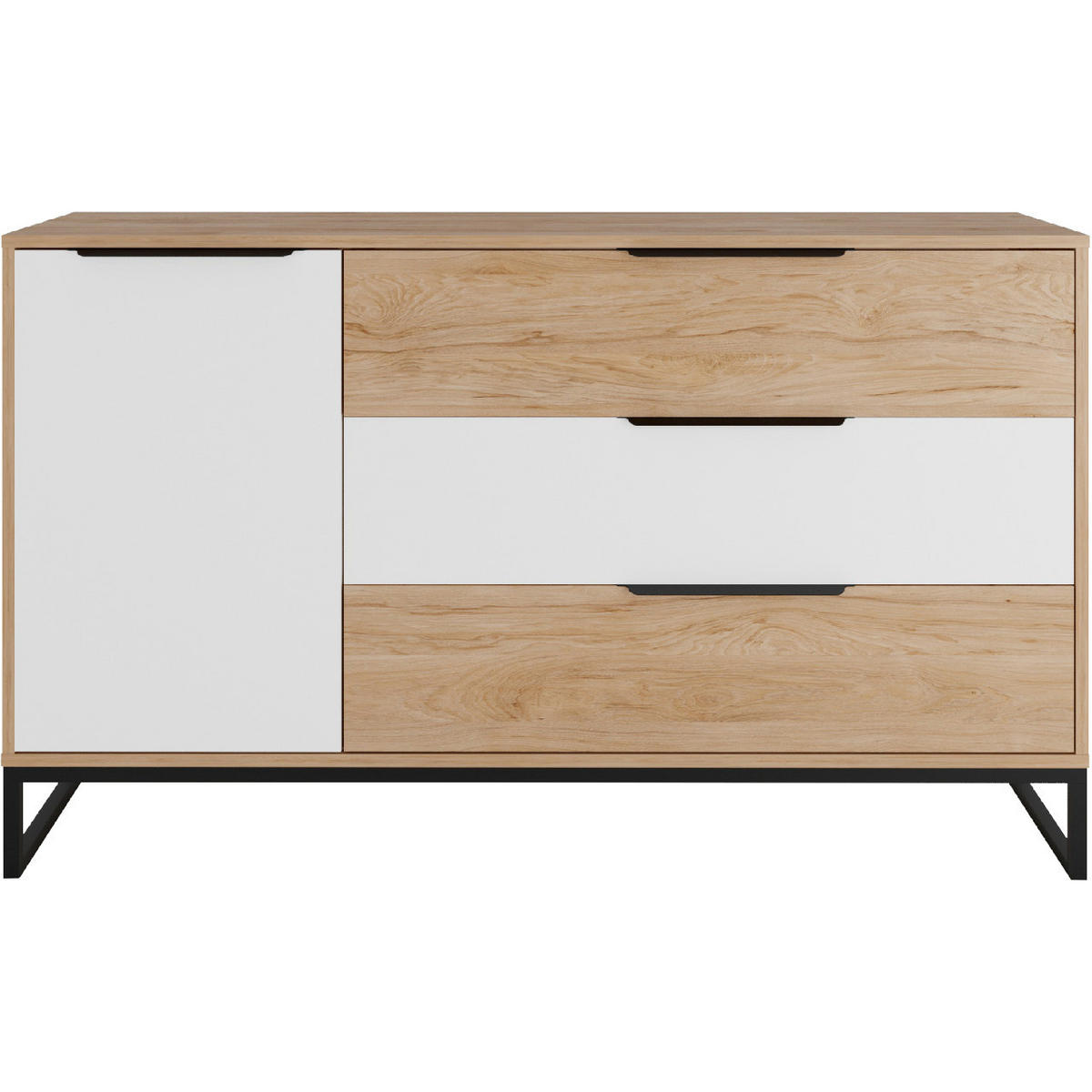 KOMMODE LANDRE 02 - Schwarz/Braun, Holzwerkstoff (135/80/60cm)