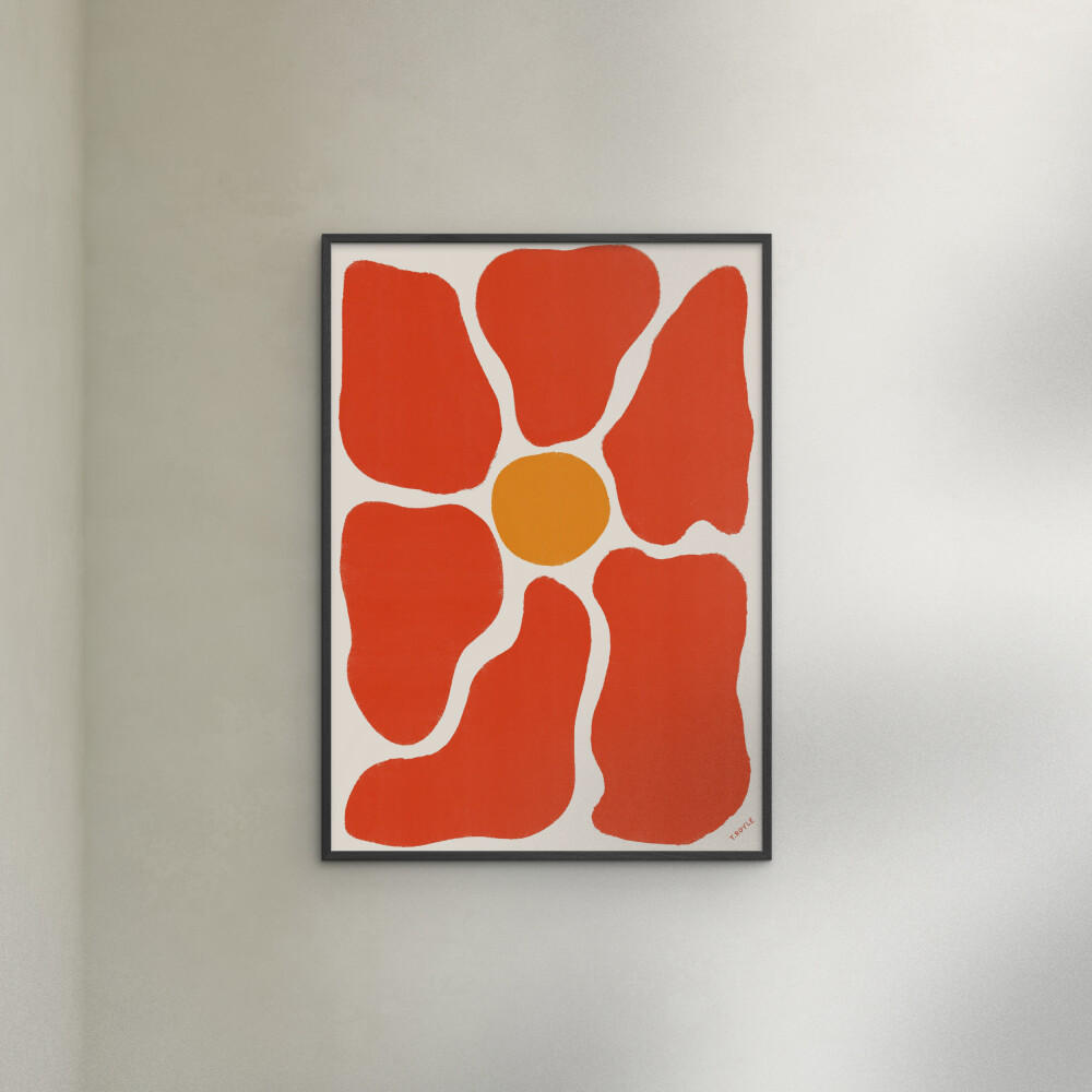 POSTER mit Rahmen Tara Royle - Flower - Rot/Schwarz, Holz/Papier (30/40cm) - Poster&Frame