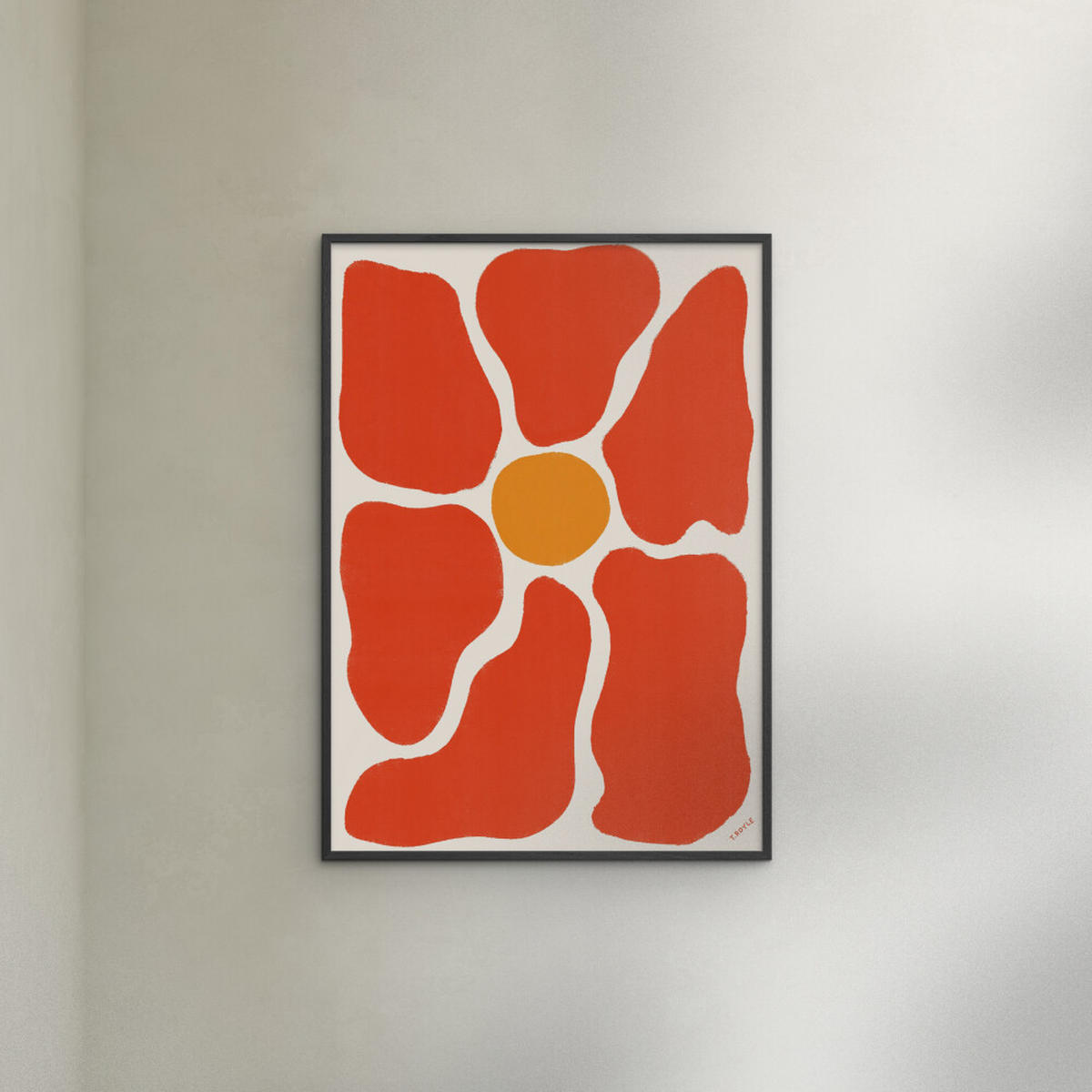 POSTER mit Rahmen Tara Royle - Flower - Rot/Schwarz, Holz/Papier (30/40cm) - Poster&Frame