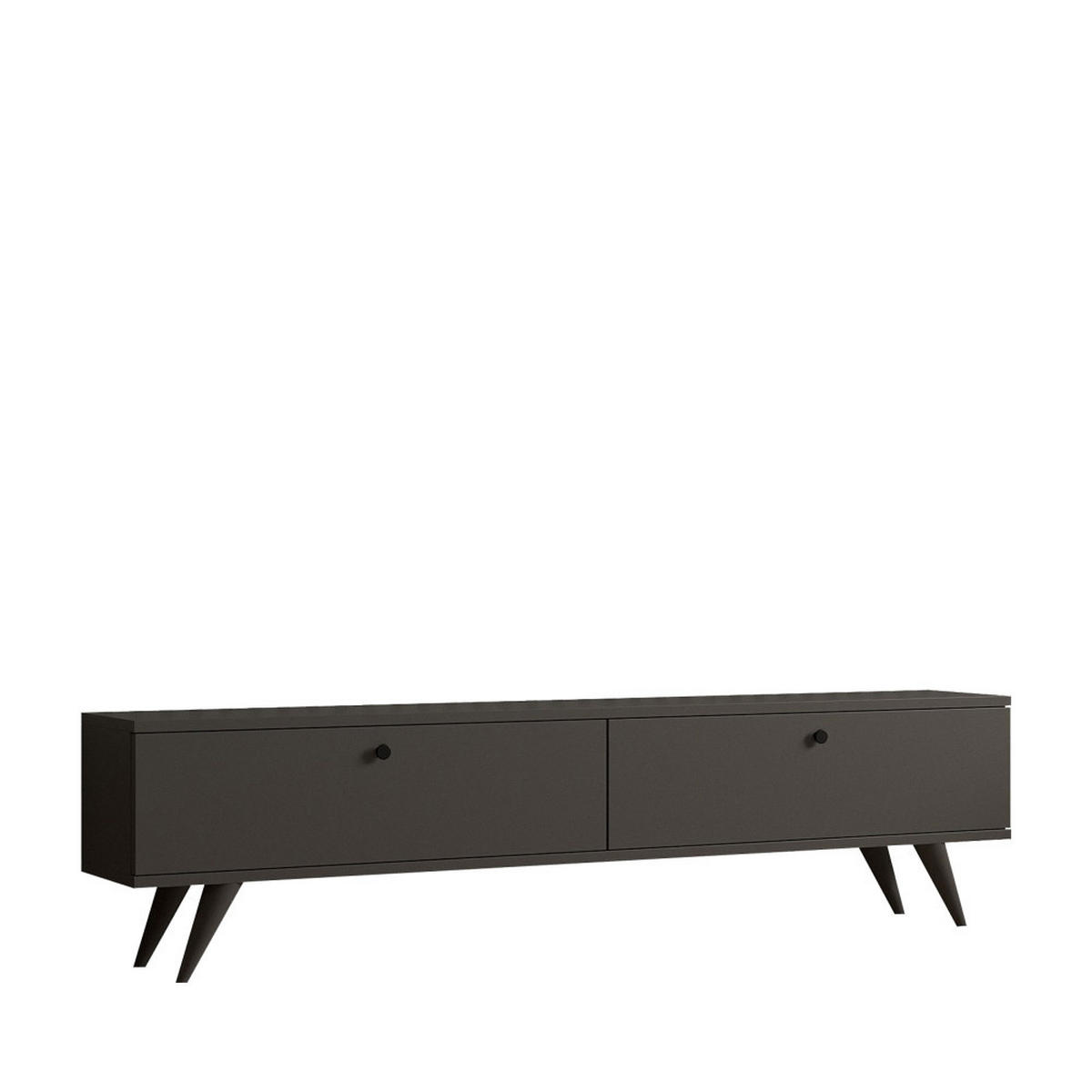 TV-MÖBEL mit 2 Türen aus Holz, L 160 cm - Yara - color_charcoal_grey - Anthrazit, Holz (160/40/25cm) - Drawer