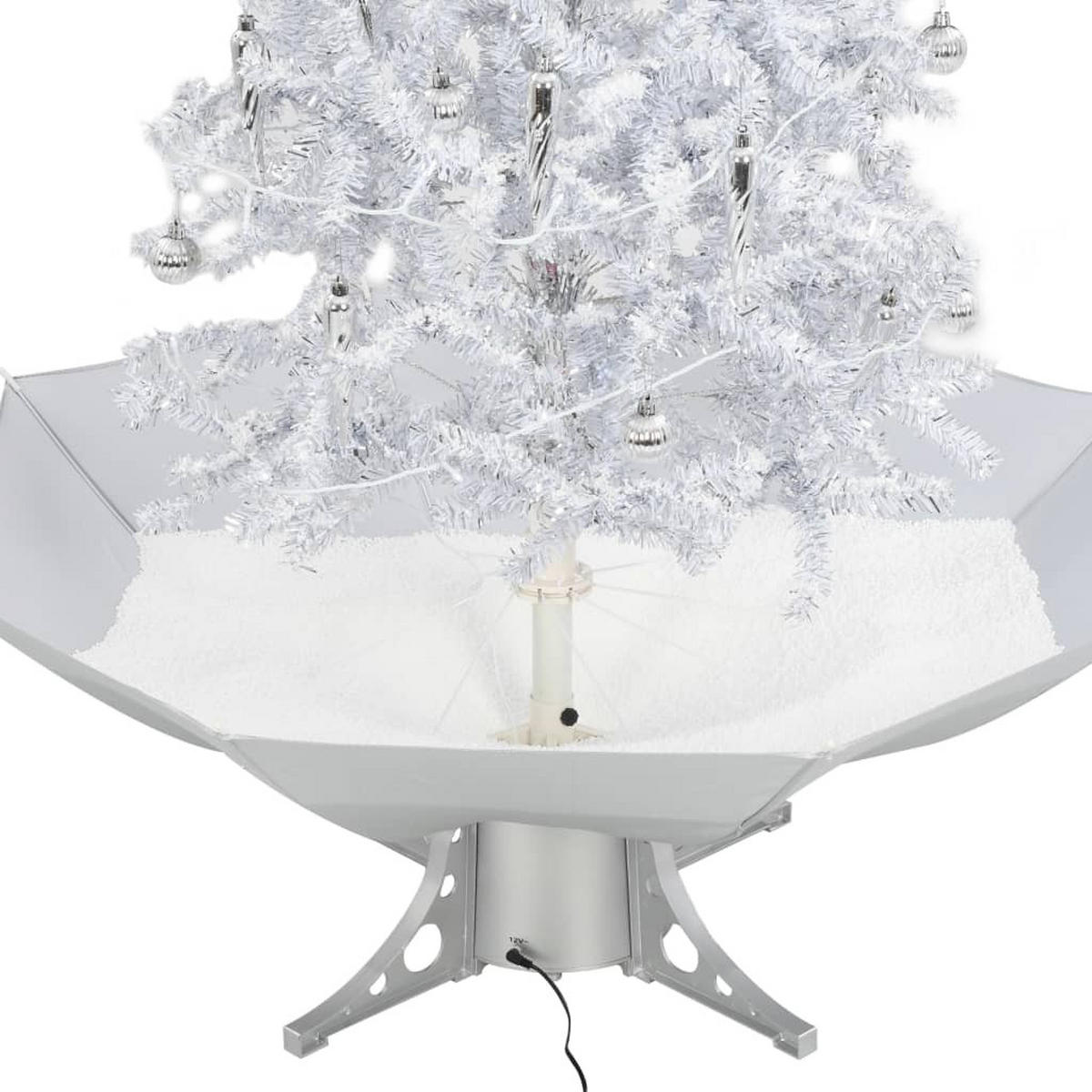 WEIHNACHTSBAUM Schneiender Mit Schirmfuss Weiss 140 Cm - Weiß, Kunststoff (140cm) - vidaXL