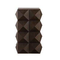BEISTELLTISCH 60 cm Höhe im Retro-Design mit Reliefstruktur aus Massivholz und MDF, Braun - Braun, Holzwerkstoff (37/37/60cm) - Redom