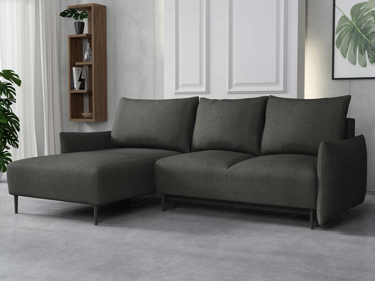ECKSOFA Santi L - Dunkelgrau/Schwarz, Holz/Textil (240/160cm) - MIRJAN24