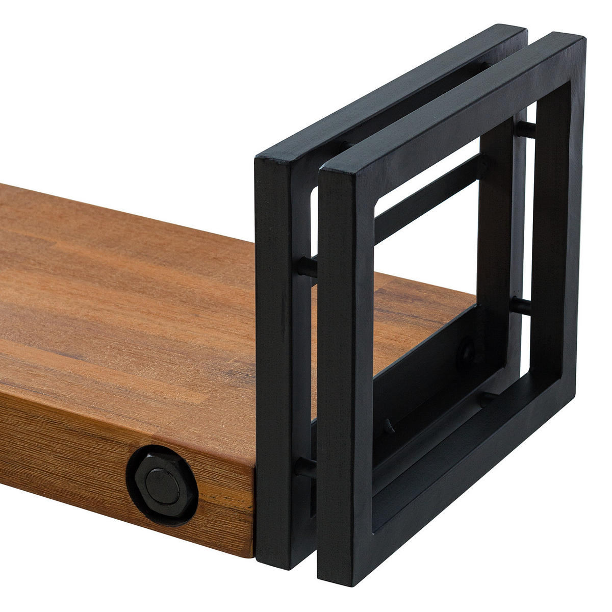 WANDBOARD mit Seitenleisten - Akazie massiv / Metall - Akaziefarben, Holz (110/19/20cm) - home24