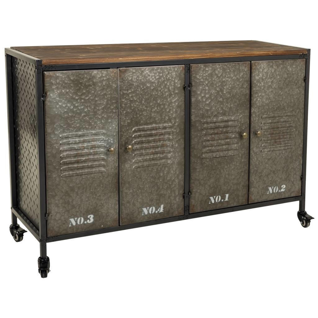 ANRICHTE aus Metall und Holz mit 4 Türen 125x40x83 cm - Multicolor, Holz (125/83/41cm) - Wanderlust