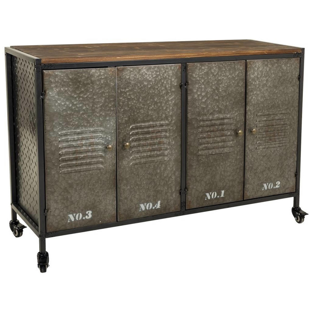 ANRICHTE aus Metall und Holz mit 4 Türen 125x40x83 cm - Multicolor, Holz (125/83/41cm) - Wanderlust