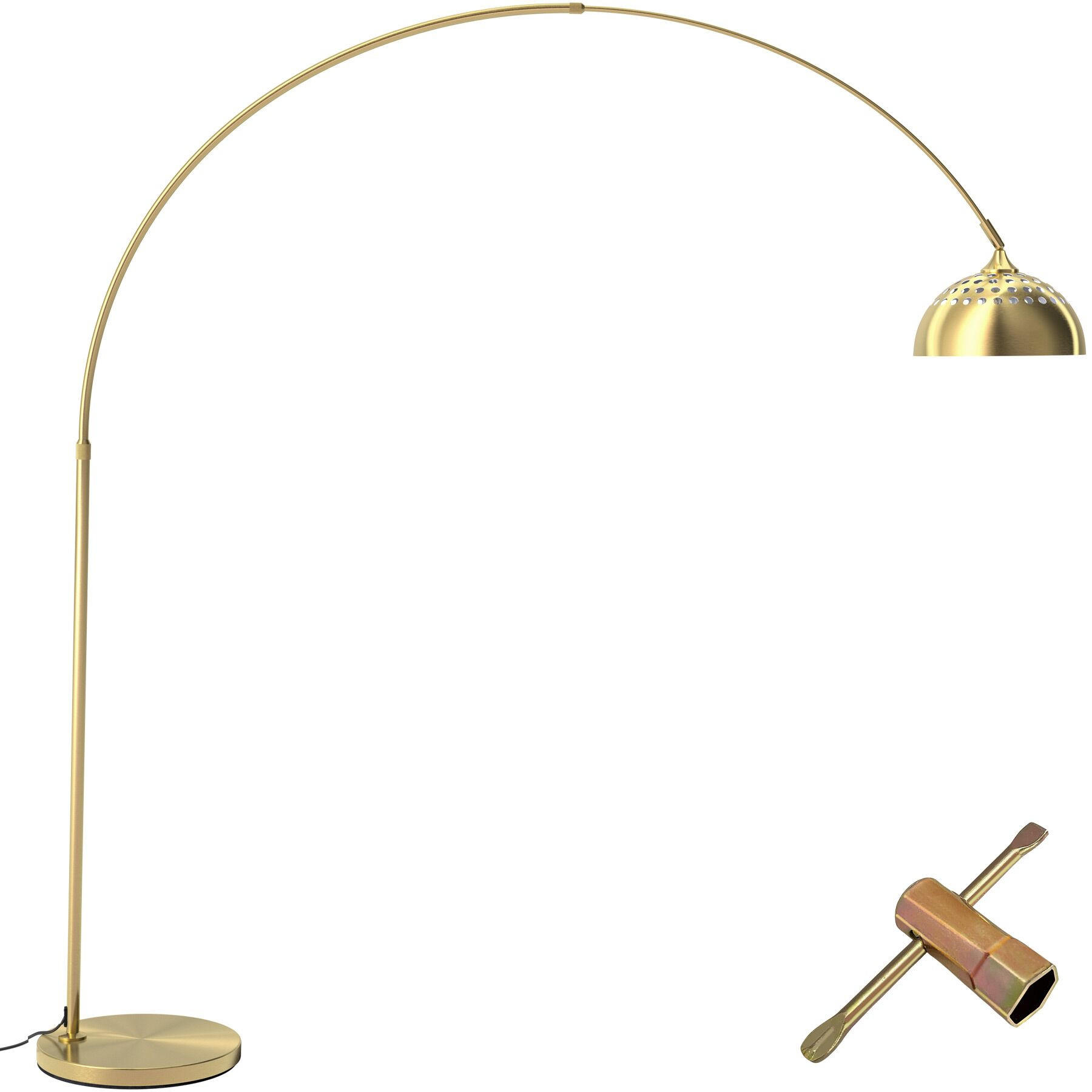 BOGENLEUCHTE Arcus,höhenverstellbar 187 - 206 cm,gold - Goldfarben, Metall (175/34.5/206cm) - tectake