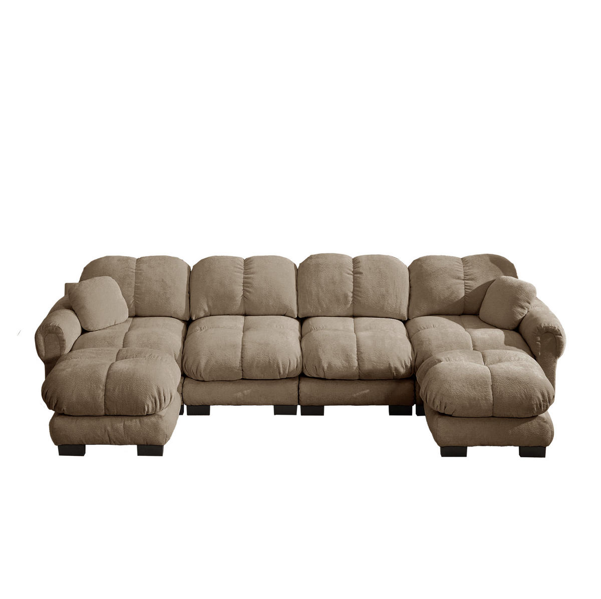 SOFA U-Form mit Steckverbindungen 4-tlg. Chenille Braun - Braun, Holz (149/90/330.1cm) - Meubliv