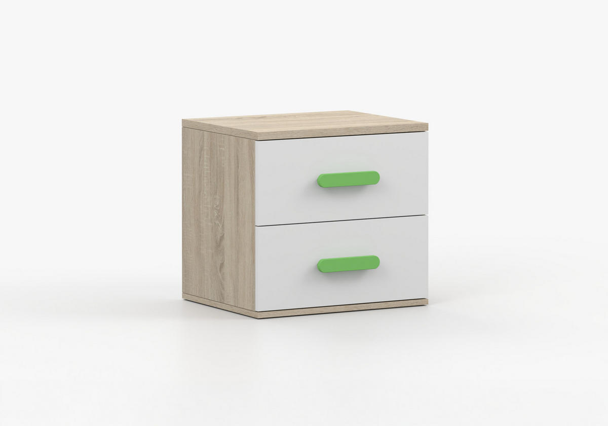 JUGENDZIMMER Elora in Eiche und Weiß – 6-teiliges Set – Grifffarbe Limette - Braun, Holzwerkstoff (80/200/120cm)