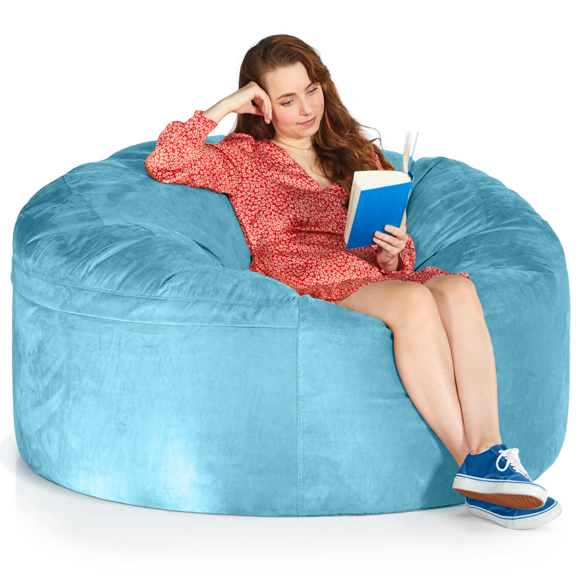RIESEN-SITZSACK XXL JUMBO Velours 5ft - Hellblau, Textil (150/120/150cm) - Green Bean