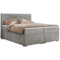 BOXBETT JASIR 200/200 - Hellgrau Velvet - H4 - Hellgrau, Holz/Textil (200/200cm) - MKS