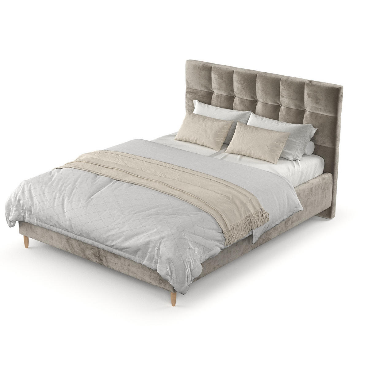 POLSTERBETT Cora 140/200 cm Beige im Lotta Stoff - Beige/Naturfarben, Holz/Holzwerkstoff (140/200cm) - AltaBeds