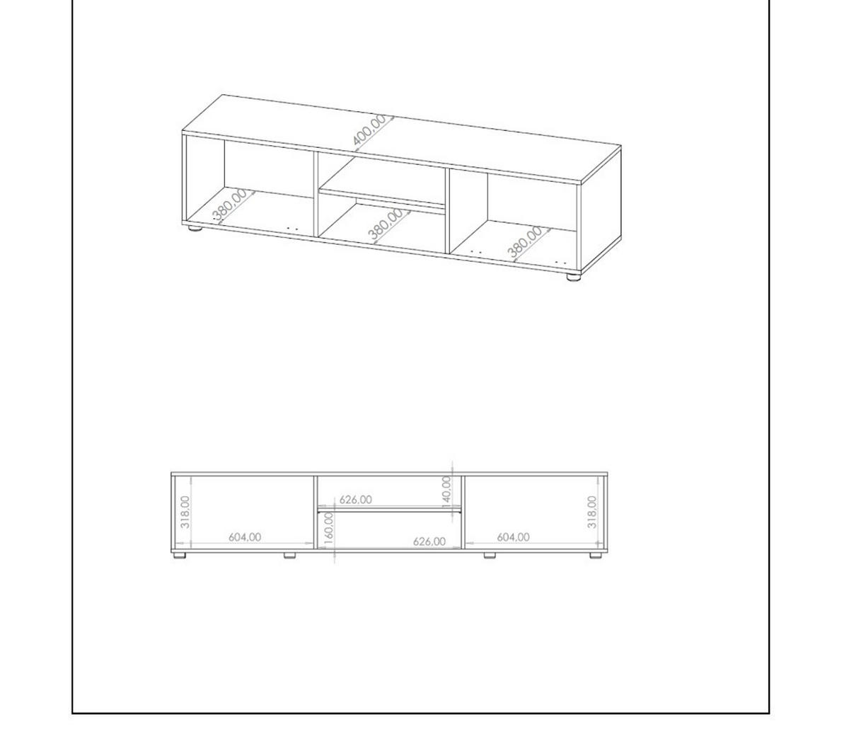 TV-SCHRANK Modena 190 cm mit Türen und Regalen in Schwarz - Schwarz, Holzwerkstoff/Kunststoff (190/38/40cm) - Ravio
