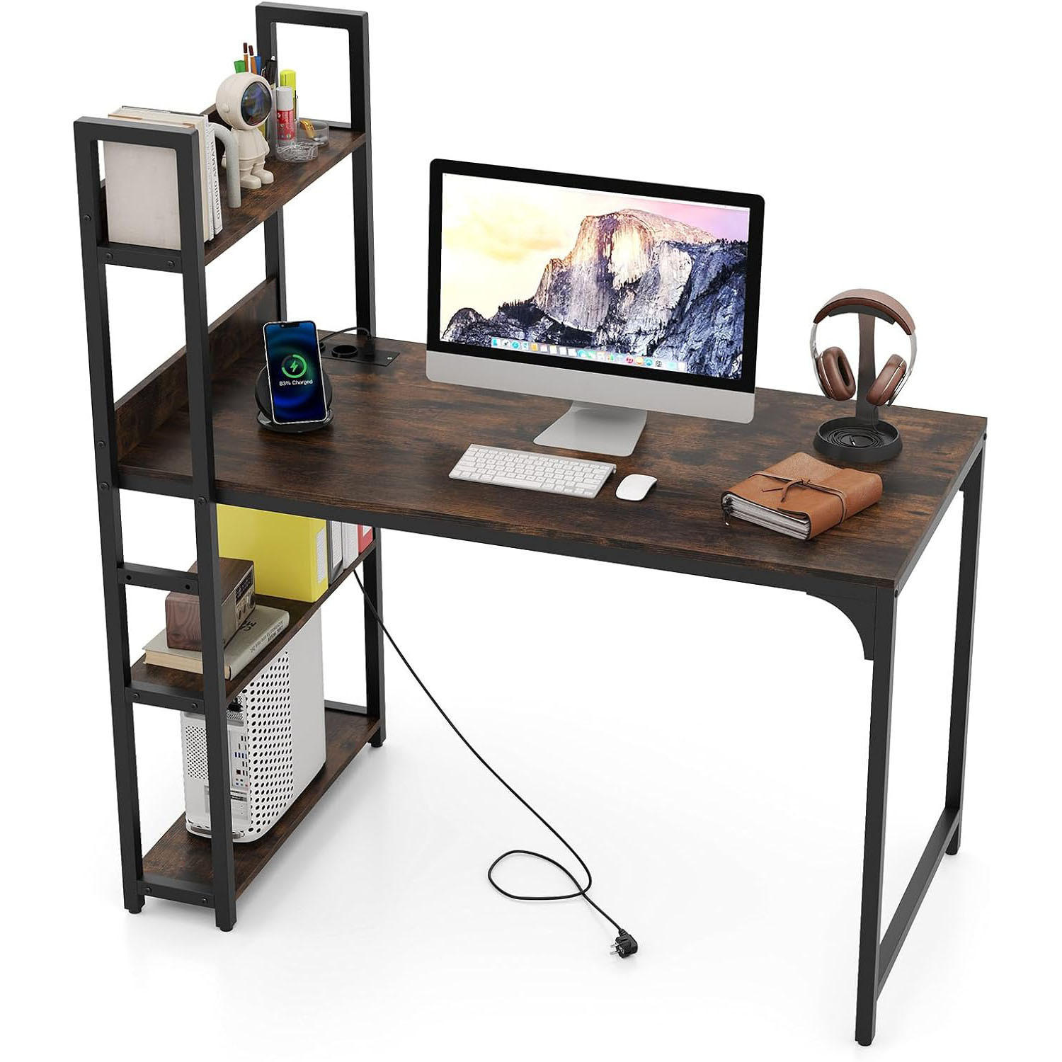 DATORBORD Brunt - Brun, Träbaserade material (65/120/130cm) - COSTWAY