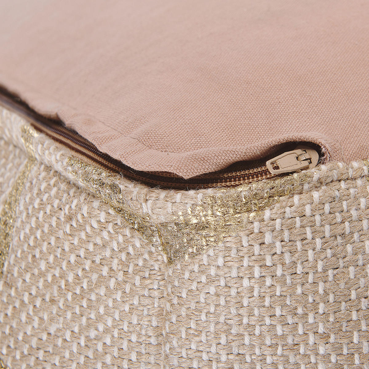 POUF Mamala 67/67/43 cm - Beige, Naturmaterialen/Textil (67/43/67cm) - Beliani