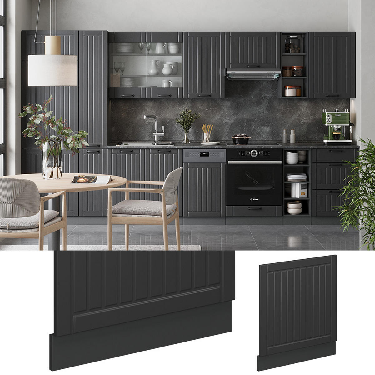 FRONTBLENDE Fame-Line Dunkelgrau 60 cm - Dunkelgrau/Anthrazit, Holzwerkstoff (60/67.4/1.6cm) - Vicco