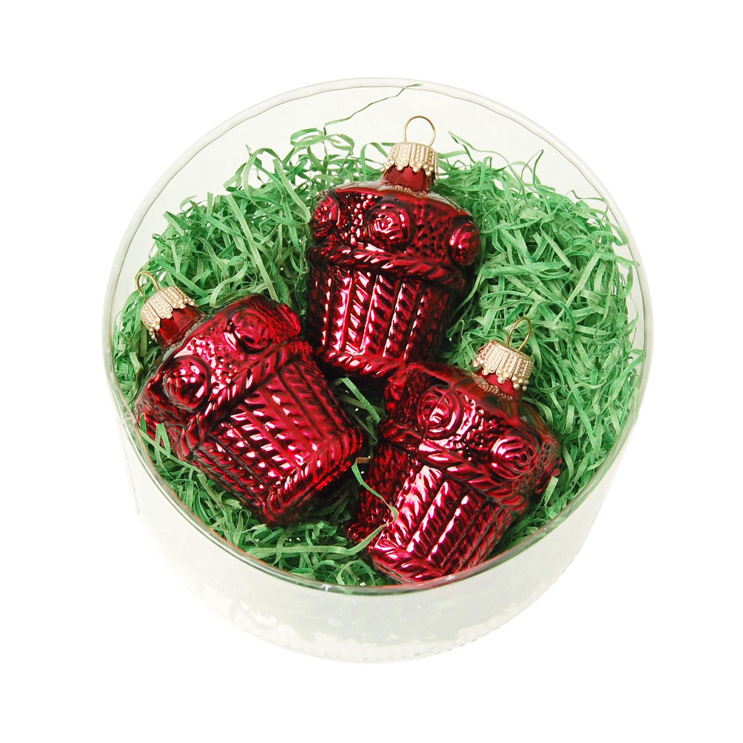 OSTERSET Rosenkörbe Rot 6cm (Glas / 3 Stk.) - Rot, Glas (4/6/4cm)