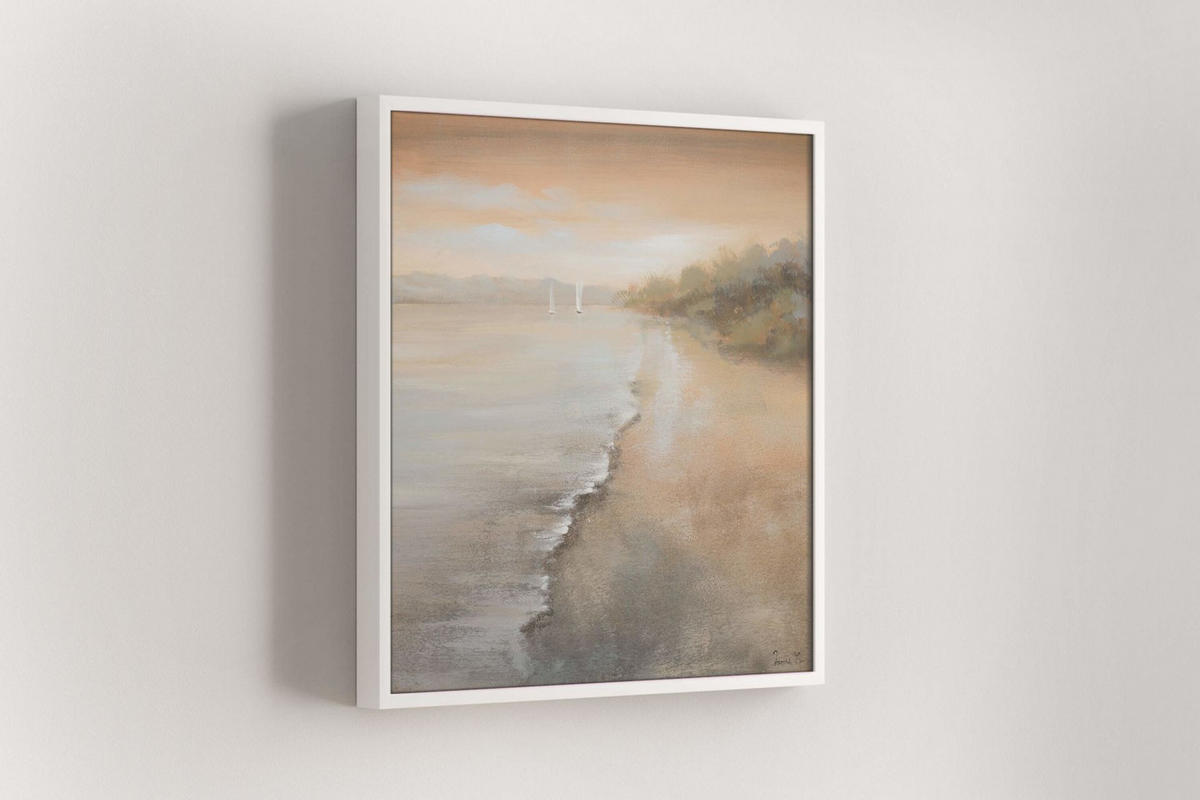OLEJOMAĽBA 80/80 cm, More a pláž - hnedá, drevo/textil (80/80cm) - KUNSTLOFT