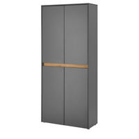 SCHUHSCHRANK grau matt, Eiche Wotan 85 x 195 cm, Flurschrank 4-türig - Eiche Wotan/Schwarz, Holzwerkstoff/Kunststoff (85/195/35cm) - Furn.Design