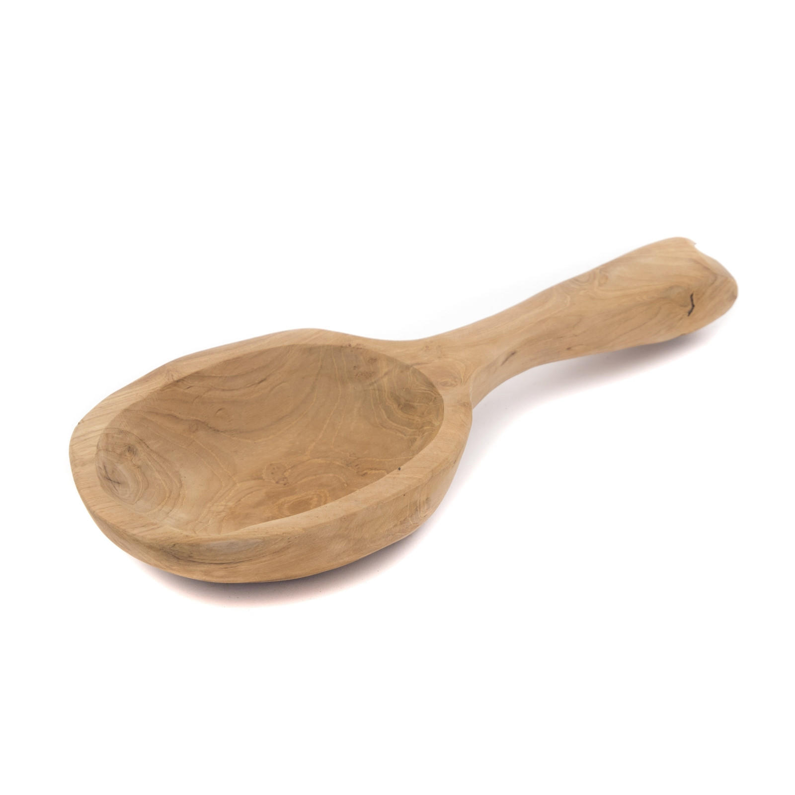 DEKO SCHALE Scoop Teak Wurzelholz massiv, mit Griff, geschnitztes Unikat naturfarben - Naturfarben, Holz (8cm) - CREEDWOOD
