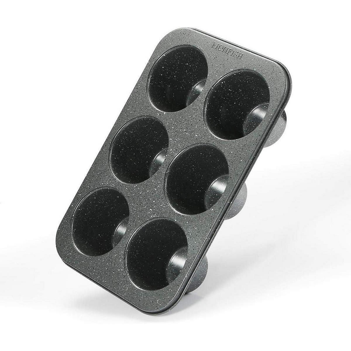 MUFFINFORM 6er Set Karbonstahl Granitoptik - Anthrazit, Metall (22.5/7.5/34.5cm)