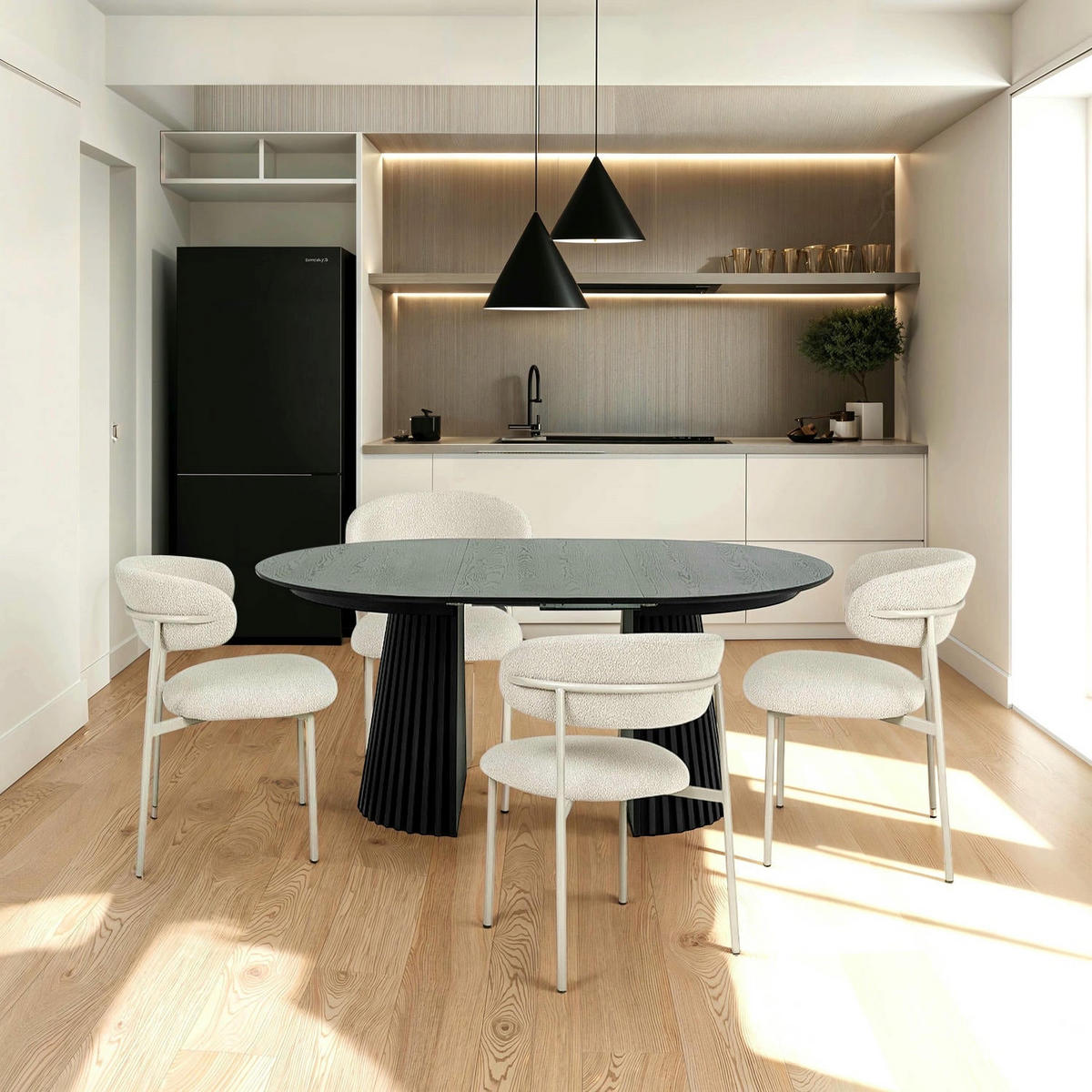 ESSTISCH 120/120/75 Schwarz rund - Schwarz, Holzwerkstoff (120/120/75cm) - Furnhouse