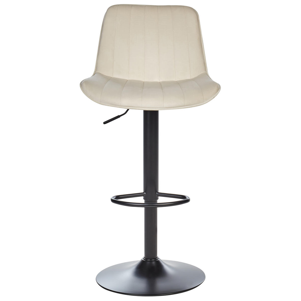 DREHHOCKER 2er-Set Samtstoff Helles Beige Dubrovnik - Beige/Schwarz, Textil (51/88/54cm) - Beliani