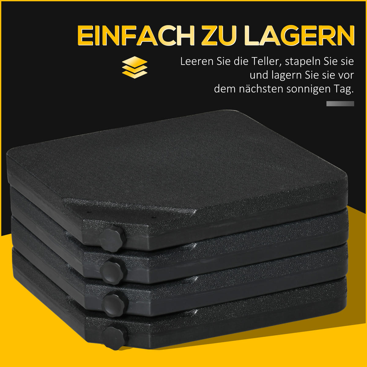 SCHIRMGEWICHT 4er-Set HDPE Schwarz - Schwarz, Kunststoff (100/100cm) - Outsunny
