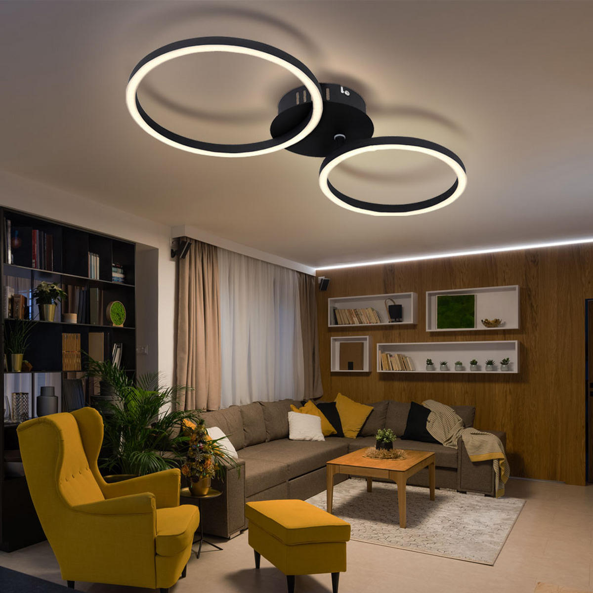 LED DECKENLEUCHTE Ring Design Schwarz - Schwarz, Metall (49/25/7.2cm) - Globo Lighting