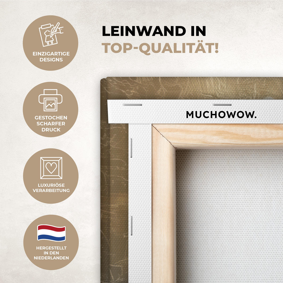 LEINWANDBILD Gesicht - Blumen - Gold - Abstrakt Gemälde 60x40 cm - Goldfarben, Textil (60/40cm) - MuchoWow