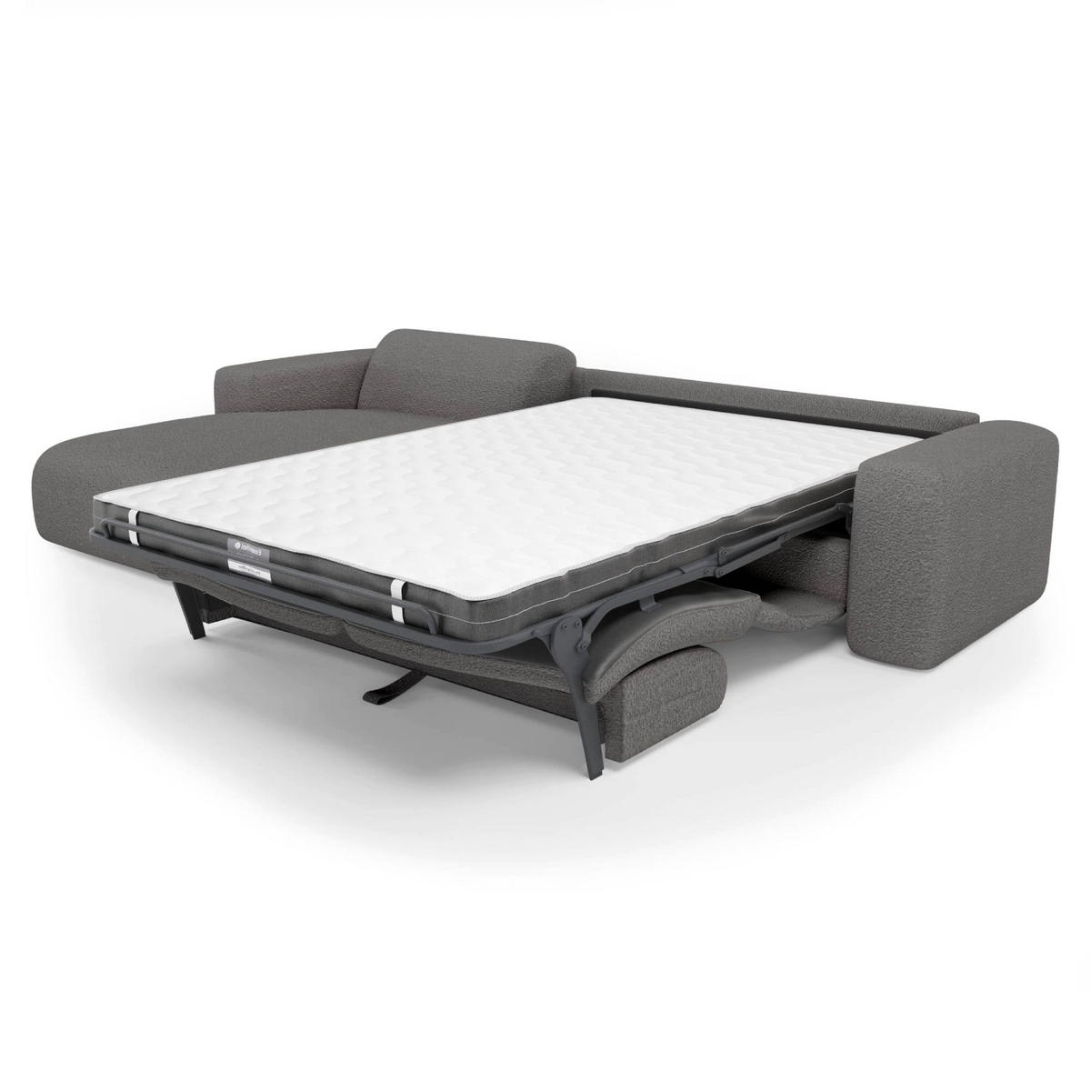 ECKSOFA LINKS SCHLAFSOFA Steinbock Graphitgrau 280cm - Dunkelgrau/Graphitfarben, Textil (165/280cm) - Sia Home