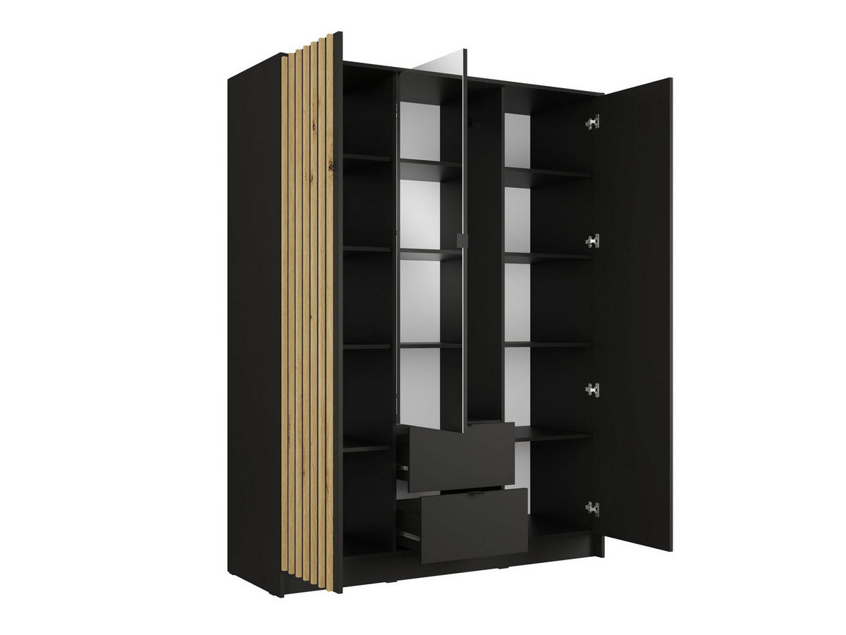 KLEIDERSCHRANK Onyx Schwarz 151/201/55 - Schwarz, Holzwerkstoff (151/201/55cm) - RAUMHIRSCH FURNITURE