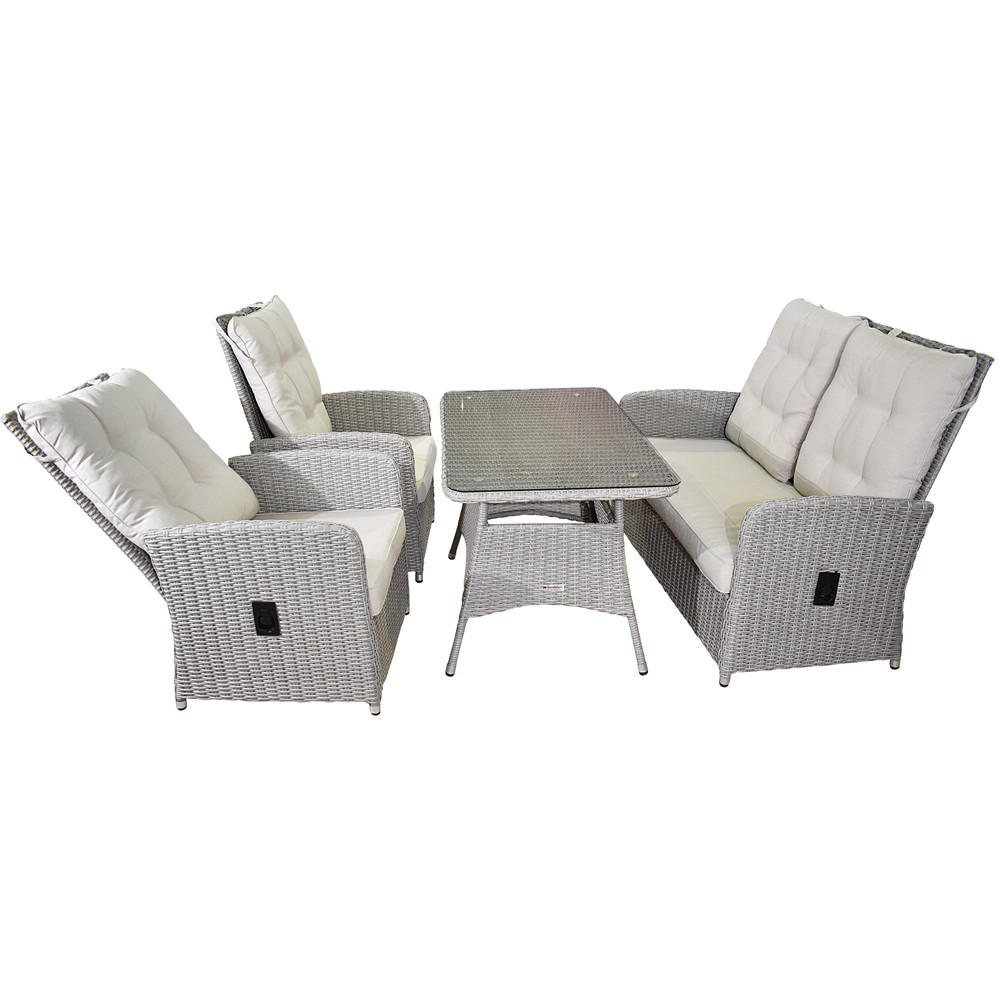 LOUNGE SET 4-tlg. Dayton, Rattan, Grau - Hellgrau/Grau, Kunststoff - dasmöbelwerk