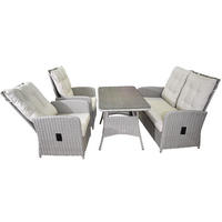 LOUNGE SET 4-tlg. Dayton, Rattan, Grau - Hellgrau/Grau, Kunststoff - dasmöbelwerk