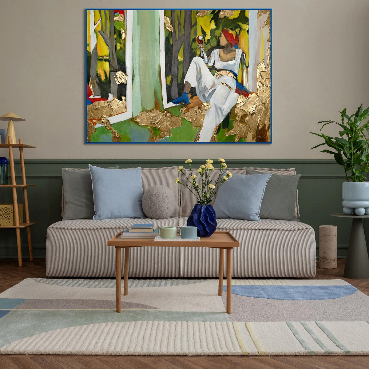 GEMÄLDE Inspiration Schattenfugenrahmen Blau 120x80 cm - Blau, Holz (120/80cm) - YS-art gallery