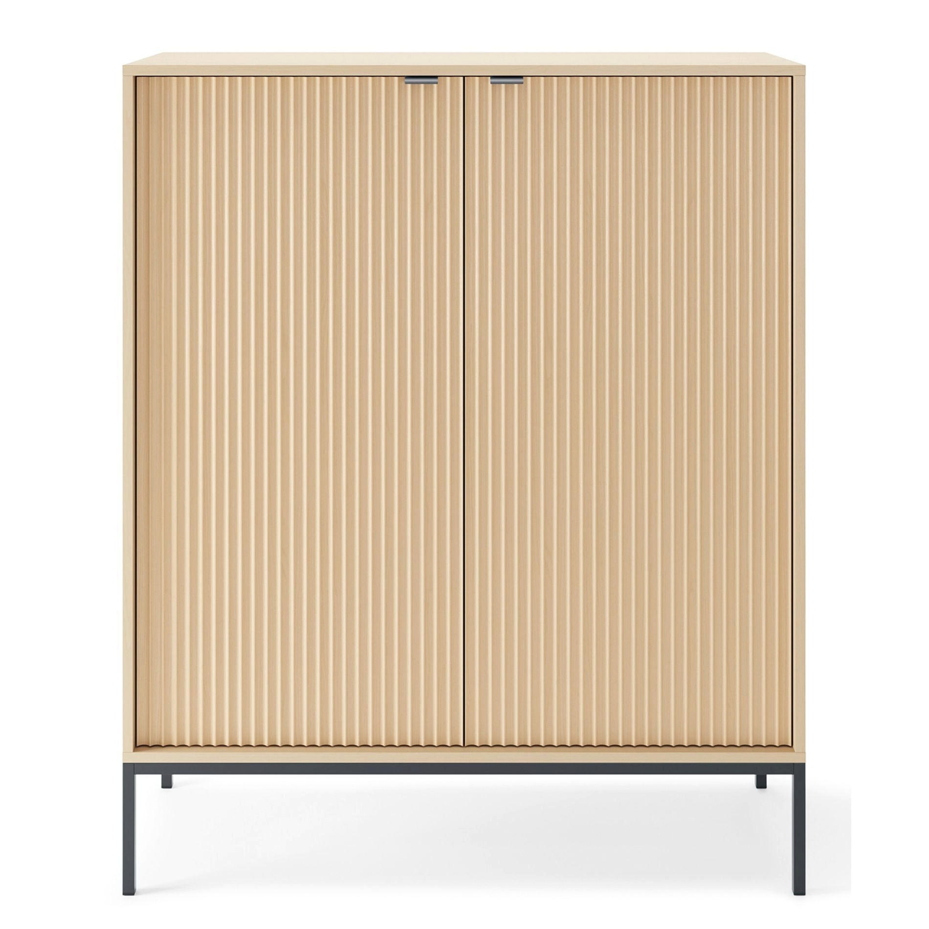VYSOKÁ komoda Vellore Dekor dub Vicenza s čiernou podnožou 104 cm - čierna/béžová, kov/kompozitné drevo (104/125/39cm) - Selsey